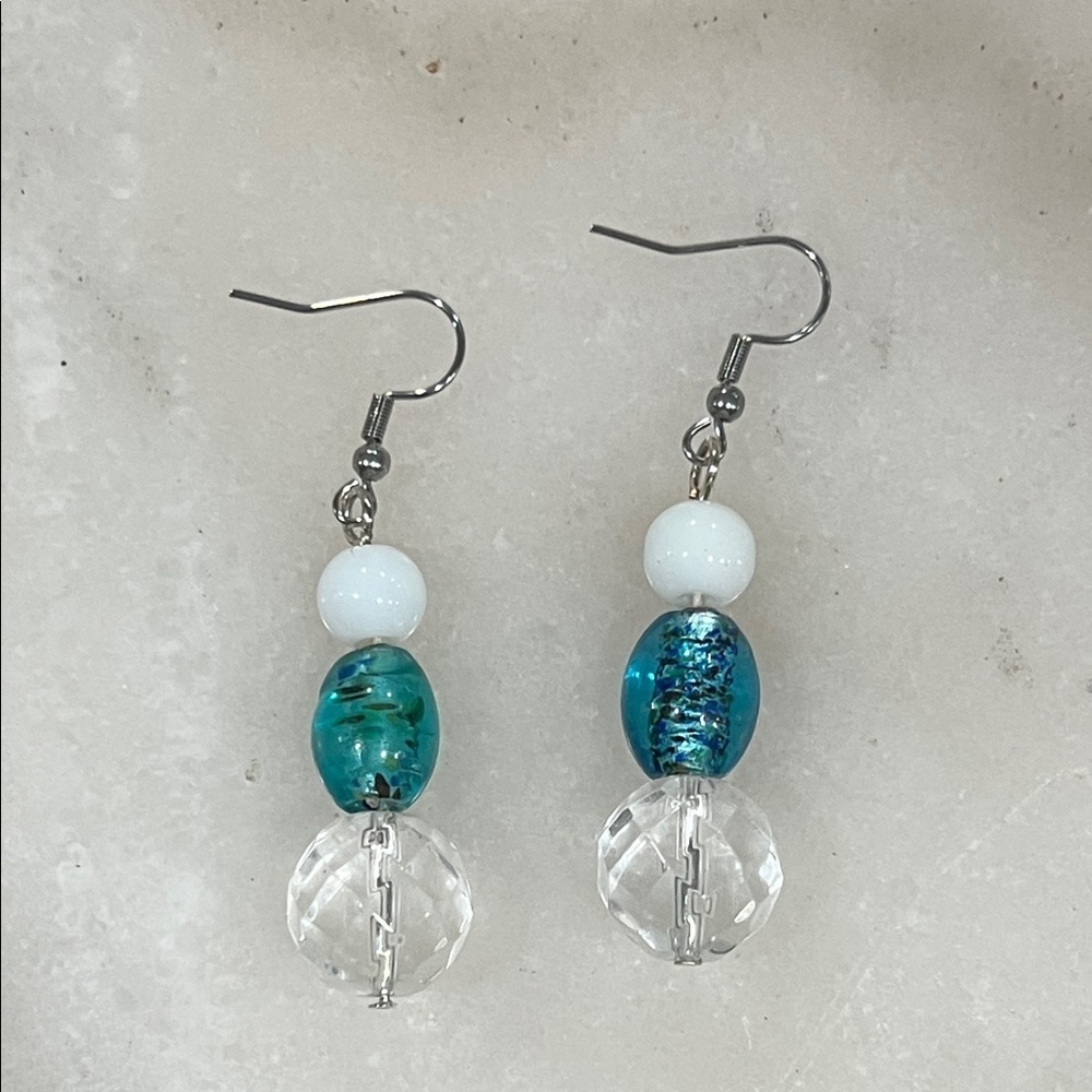 Artisan Silver and Turquoise Beaded Earrings